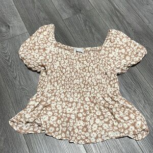 Peplum top with puff sleeve